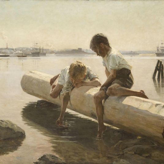 Two Boys on a Log (The Little Boat)