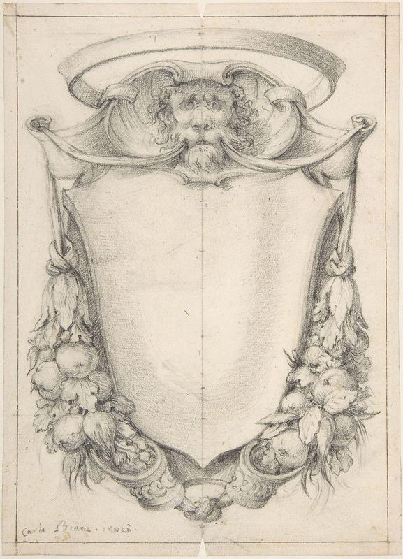 Design for a Cartouche with a Lion's Head and Nimbus