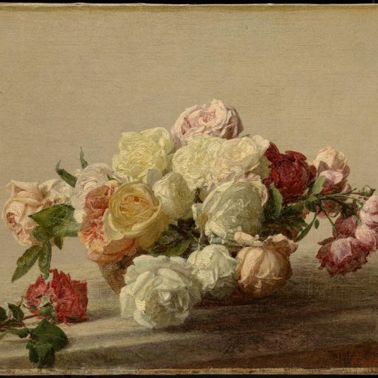 Bowl of Roses on a Marble Table