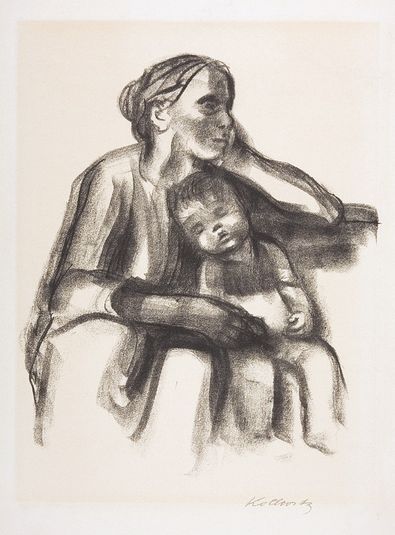 Worker Woman With Sleeping Child
