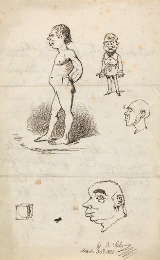 Sketches: Nude Man, Standing Man, Two Profiles, and Box