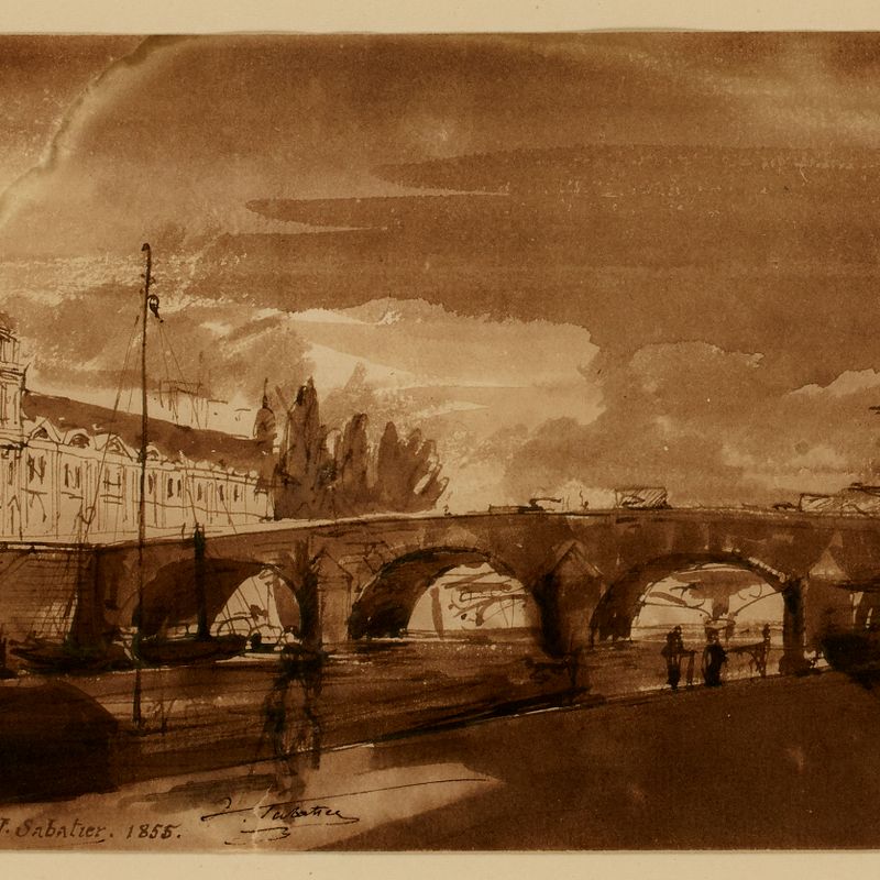 La Seine au pont Royal; le Pavillon de Flore, 1855