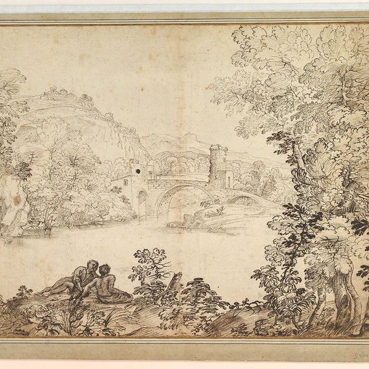 Landscape with a Bridge and Two Figures