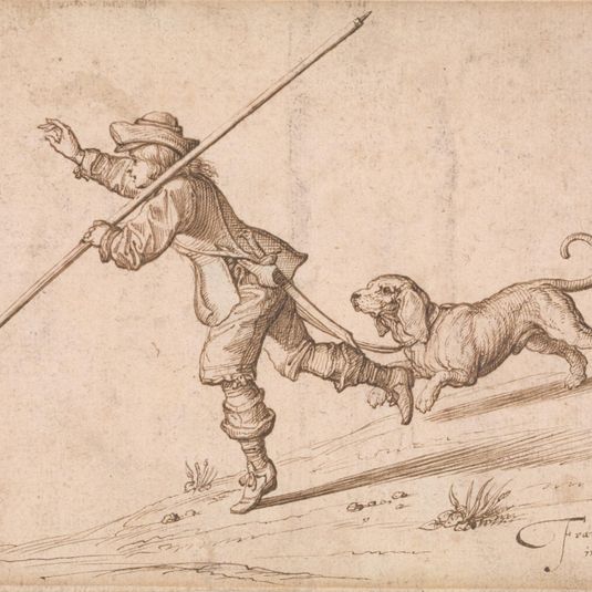 Man Hunting with a Pointed Staff and a Hound