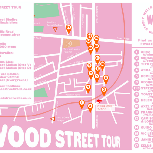 Tour: Wood Street Mural Tour, 1h 30 mins