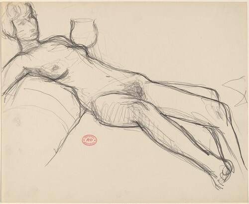 Untitled [female nude reclining on sofa]