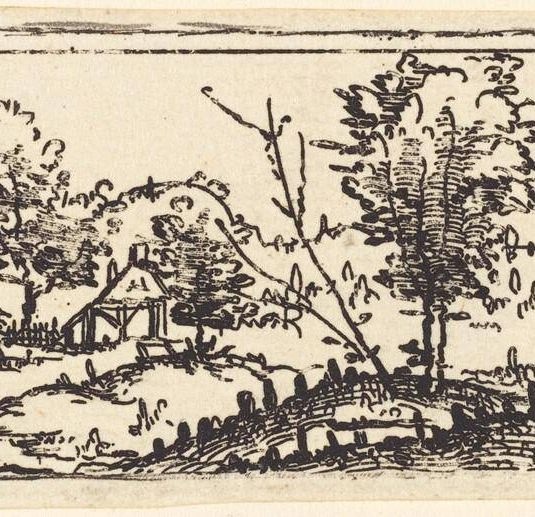 Landscape with Six Single Trees and Three Small Farm-Houses