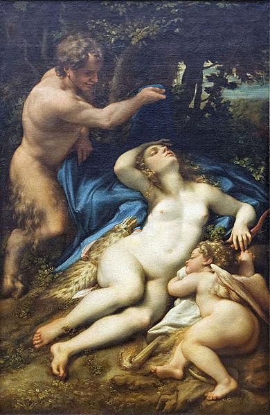 Venus and Cupid with a Satyr, formerly entitled Jupiter and Antiope