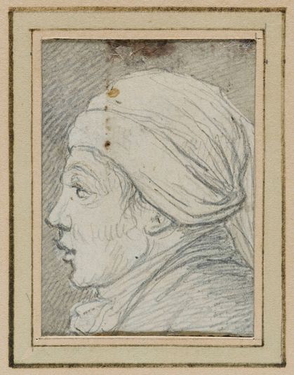 Portrait d'homme, un foulard sur la tête, profil gauche [recto]
