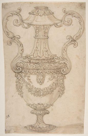 Design for a Vase with Handles, Decorated with a Festoon
