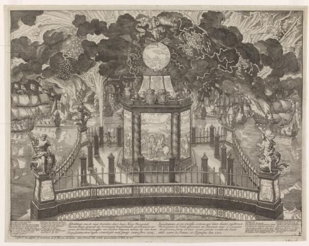 'Afbeeldinge van de vuur wercken door […] Staten General […] geordonneert ter occasie der Heerlicke successen […] tegens vranckrijck en Spanije inden Jare. 1702.'