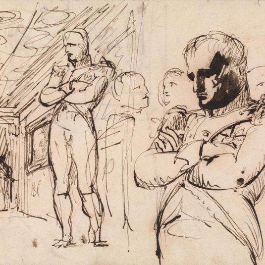 Studies of Napoleon, arms folded, with other figures