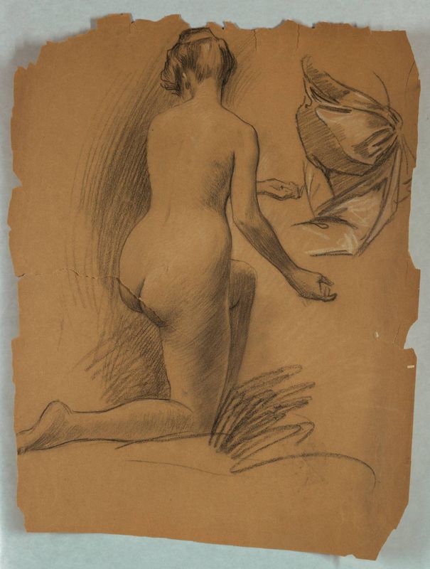 Study of Kneeling Nude Figure