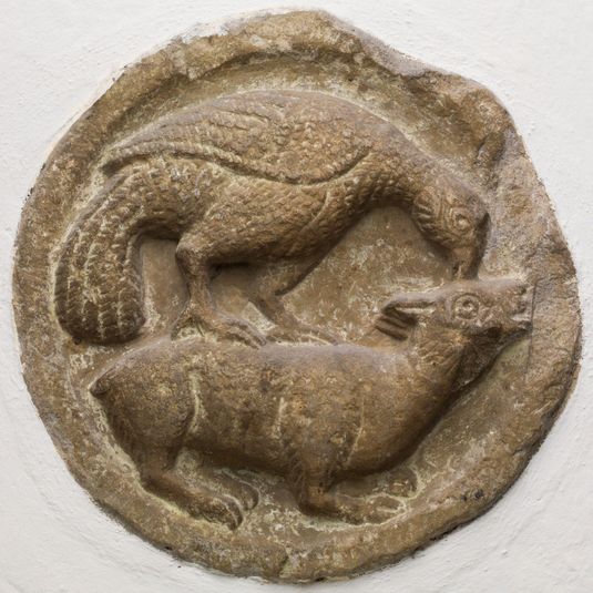 Roundel With a Bird Attacking a Rabbit