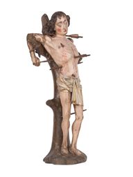 6. Statue of St Sebastian, painted oak, German, c. 1480 – 1490