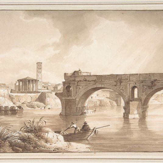 A View of the Tiber from the North Bank, with the Temple of Vesta, the Campanile of S. Maria in Cosmedin and the Ponte Rotto