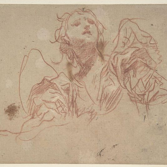 Half-Figure of an Angel Looking Upward (recto); Bust of a Man in Left Profile (verso)