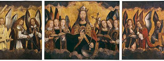 Cristo rodeado de ángeles cantores y músicos