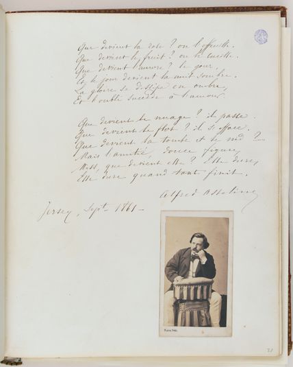 Portrait et poème autographe d'Alfred Asseline