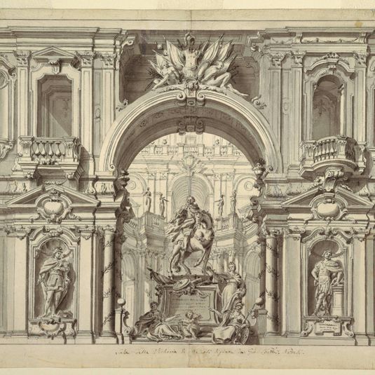 Design of Wall Decoration and Equestrian Monument for Law Courts, Naples, Italy