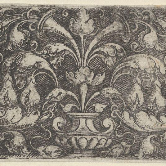 Horizontal Panel with Tendrils Growing Outwards from a Vase at Center