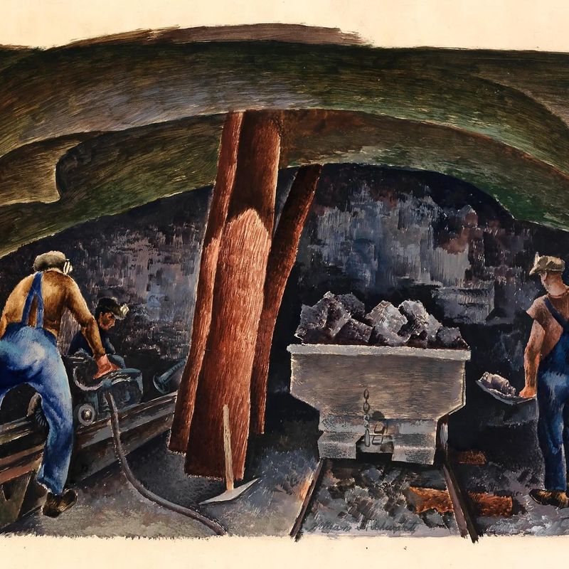 Mining in Illinois (mural study, Eldorado, llinois Post Office)