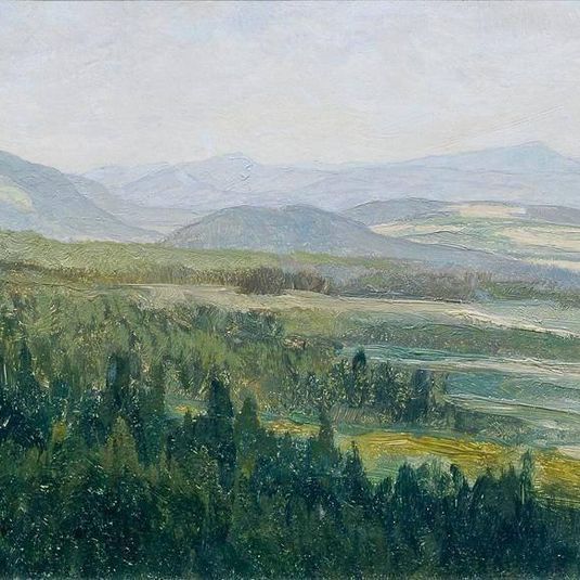 Böhmisches Mittelgebirge (aus der Mappe „16 Ansichten tschechischer Landschaften 'Česká krajina'“)