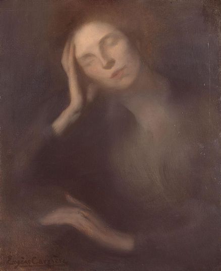 Woman Leaning on a Table