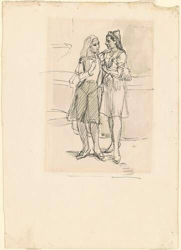 Study for "Two Girls Outdoors" [recto]