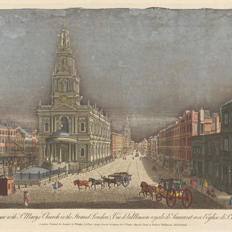 A View of Somerset House with St. Mary's Church in the Strand London