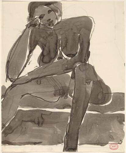 Untitled [seated nude resting her head on her right hand] [recto]