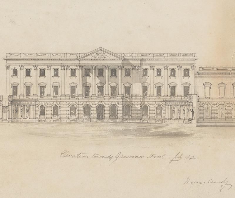 Design for Grosvenor House, London: Elevation towards Grosvenor Street