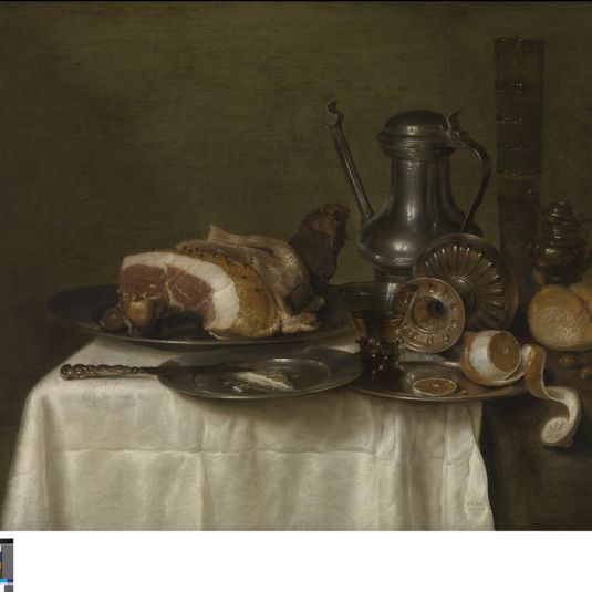 Still life with ham and bread
