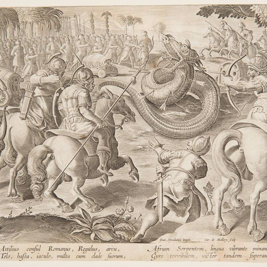 The Roman Consul Attilius Regulus Fighting a Giant African Serpent, plate 25 in the Venationes Ferarum series