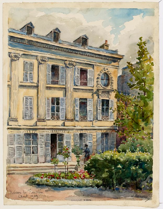 Maison de Franklin, rue raynouard à Passy, août 1909. (actuellement maison des Sœurs de St Vincent de Paul, 60 rue Raynouard)