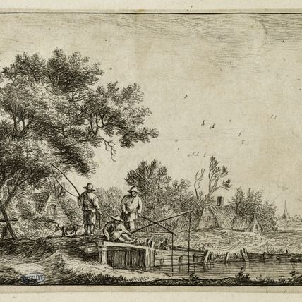 Les trois Pêcheurs à la ligne sur le petit pont (Hollstein 13)