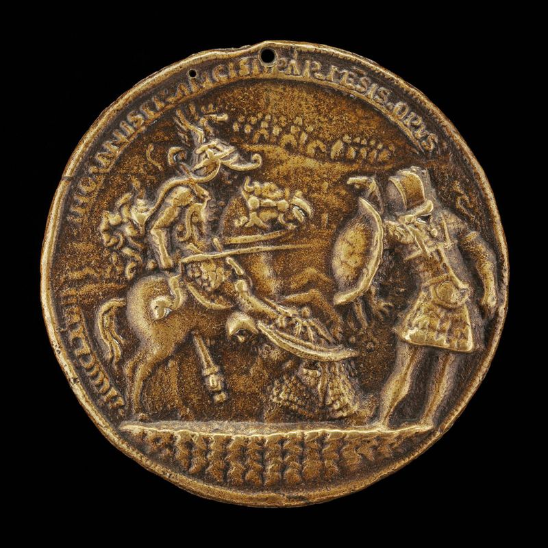 Two Soldiers Fighting with a Horseman