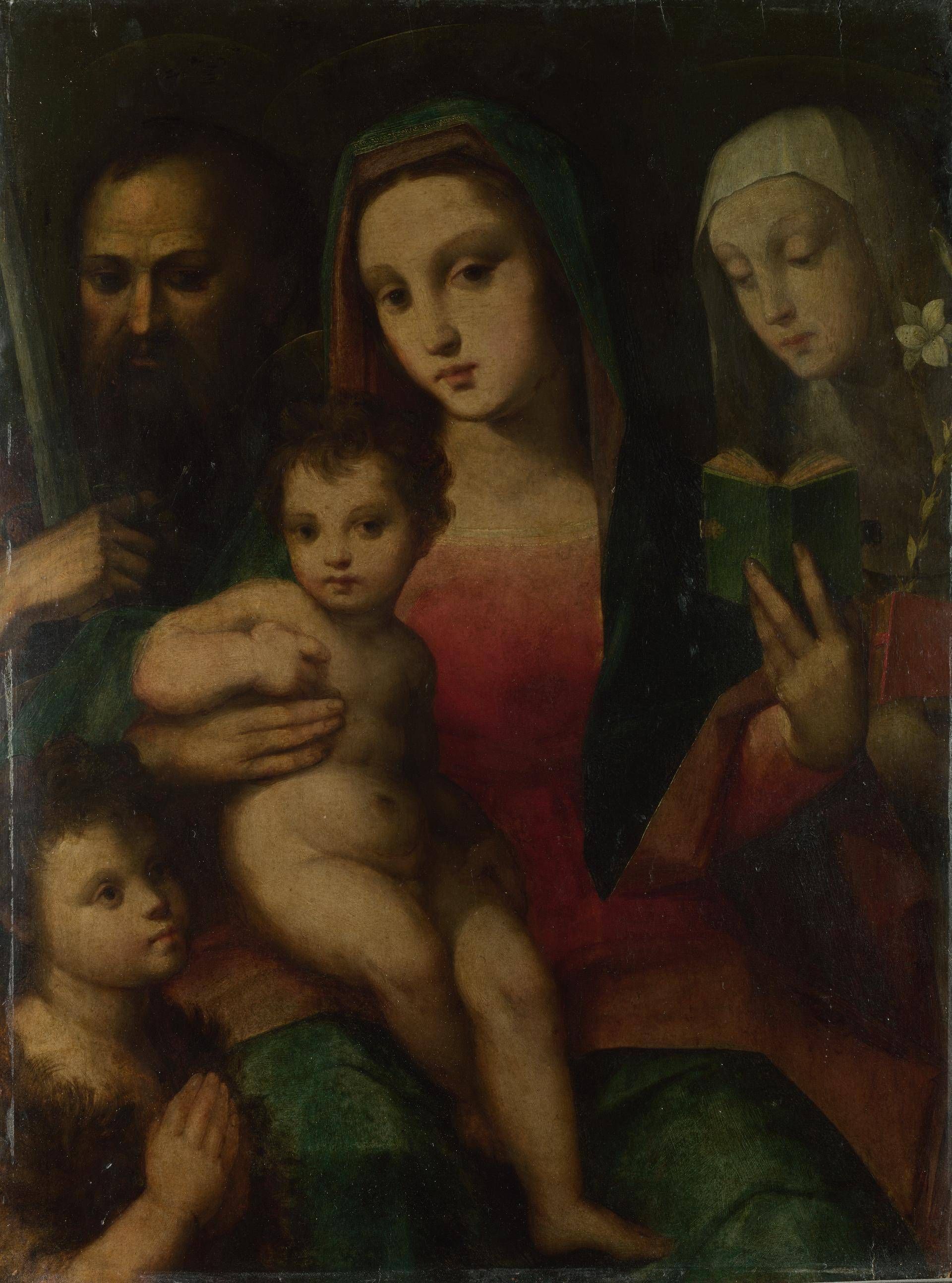The Madonna and Child with the Infant Baptist(?) and Saints Paul and Catherine of Siena
