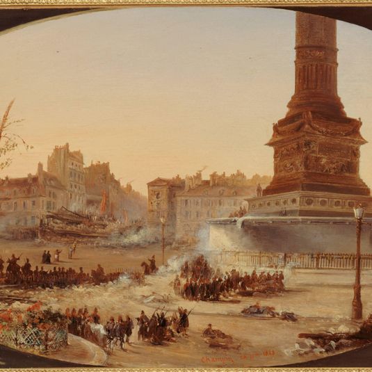 La Place de la Bastille et la Barricade de l'entrée du faubourg Saint-Antoine, le 25 juin 1848