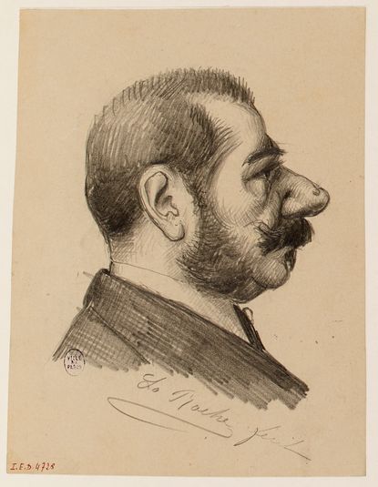 Portrait charge d'un auditeur au Comité de lecture de la Comédie-Française.
