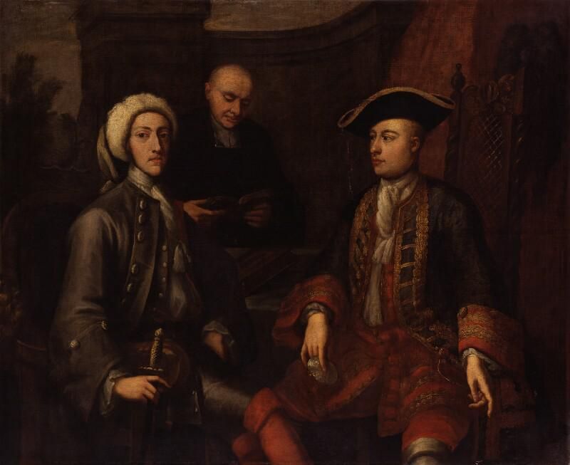 Three unknown men, of which two formerly known as John Montagu, 2nd Duke of Montagu, James O'Hara, 2nd Baron Tyrawley