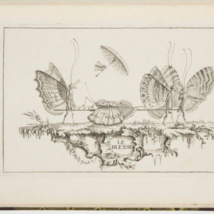 Plate 1, Le Blessé (The Injured), Premier Essai de Papilloneries Humaines (First Attempt of Human Butterflies)