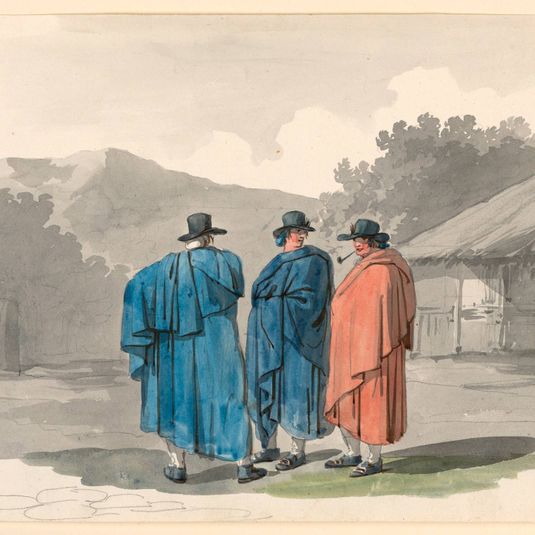 A Group of Three Peasants in a Village