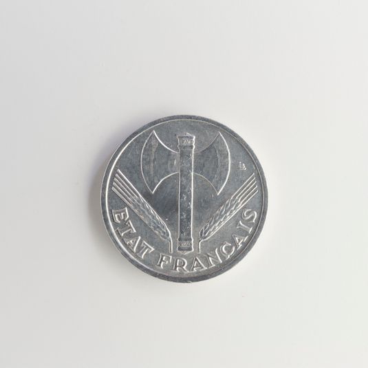 Pièce de 50 centimes en aluminium de l'Etat français, 1943