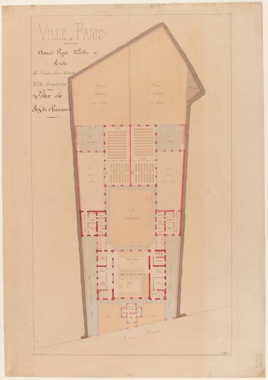 Avant-projet d'Ecole et Asile Rue Fessart Ancien Belleville XIX arrondissement Plan du Rez de Chaussée