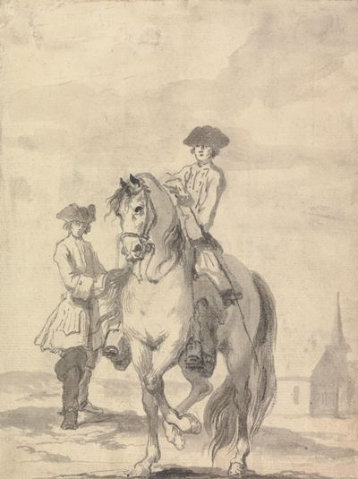 "The Passage to the Right Aided by the Rider's Rod & the Master Holding the Alonge: Engraved as plate 10 in Twenty Five Actions of the Manage Horse...