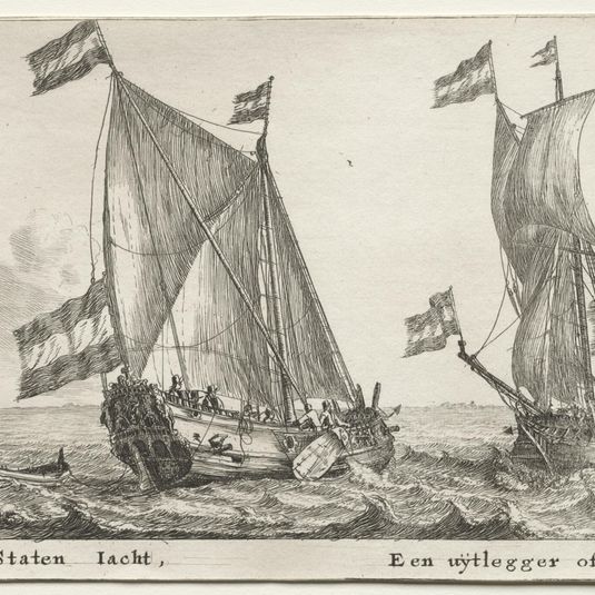 Various Ships and Views of Amsterdam (Verscheÿde Schepen en Gesichten van Amstelredam), Part II:  Dutch Admiralty Yacht.  A Guard Ship