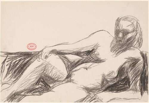 Untitled [female nude resting on her side and leaning on left arm]