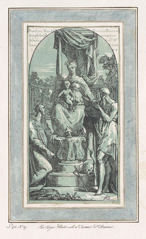 The Virgin and Child Enthroned, Saint Jerome at lower right, Saint Francis at lower left