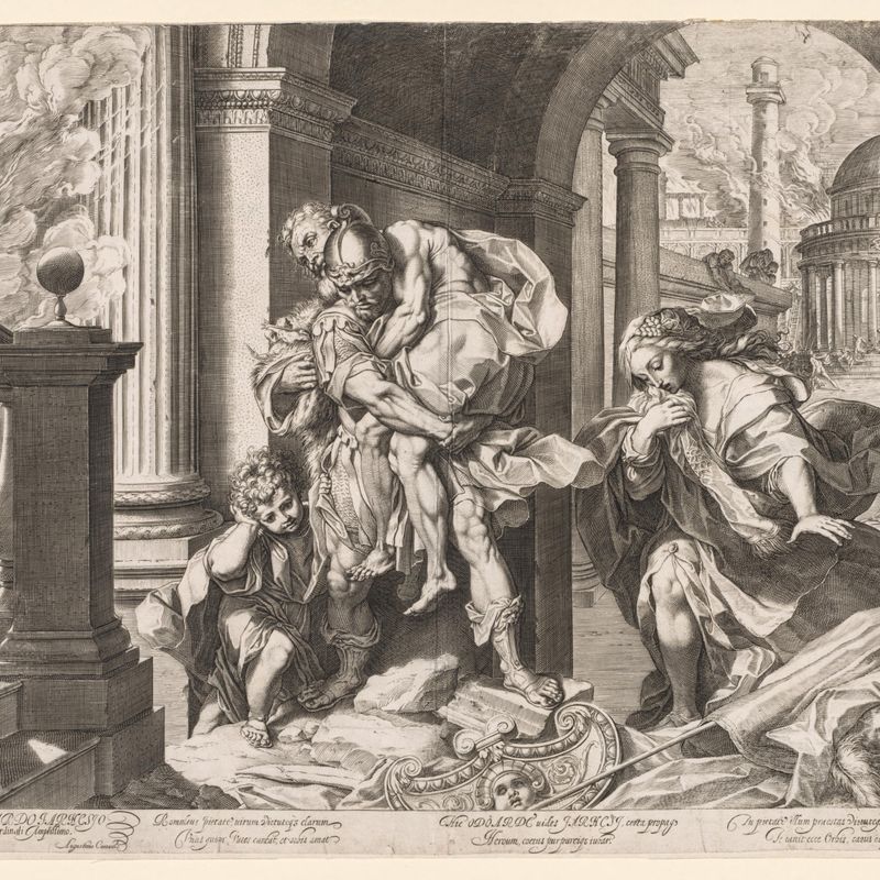 Aeneas and His Family Fleeing Troy
